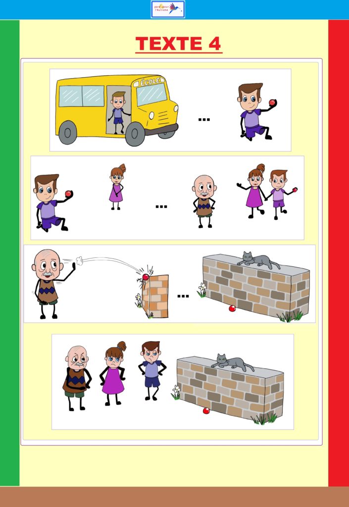 Dessins texte 4 dessins du texte 4 du programme lecture autisme