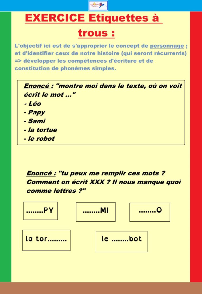 Exercice 4 exercice étiquettes à trous