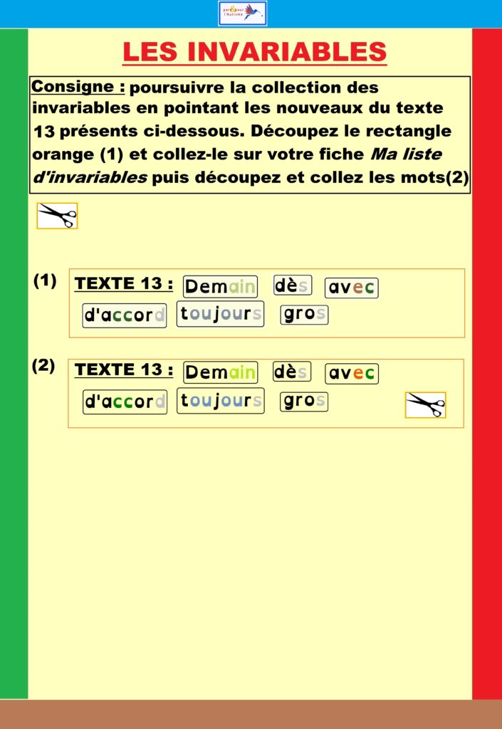 Invariables Les invariables