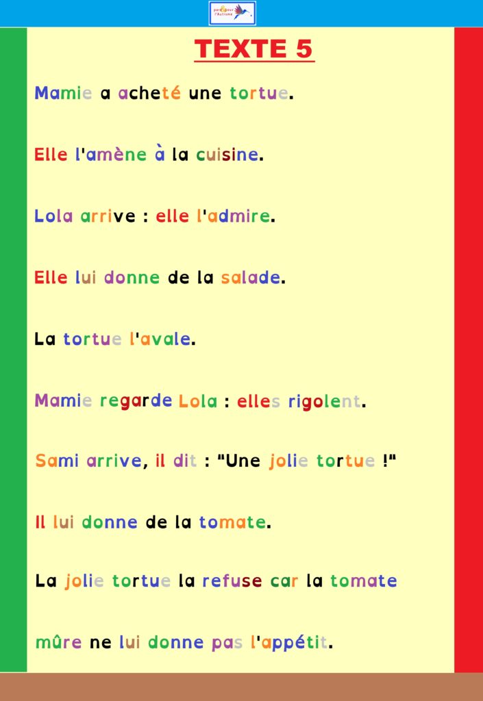 programme lecture autisme : texte 5