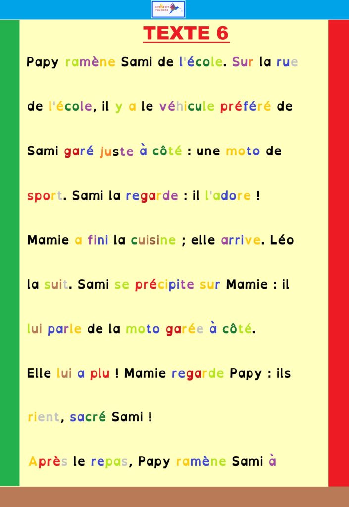 programme lecture autisme : texte 6