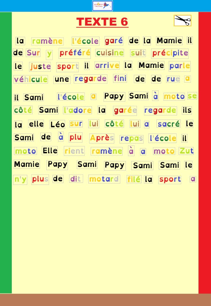 éléments du texte 6 à trous