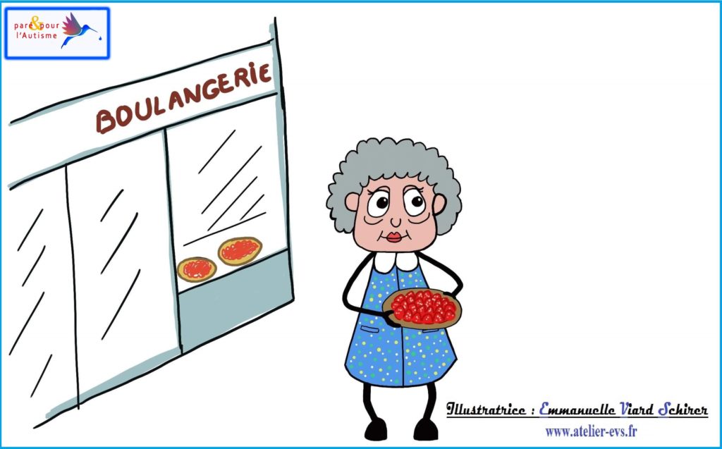 Dessin 1 mamie achète une tarte