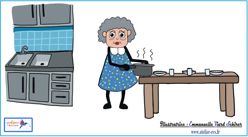 mamie prépare le repas