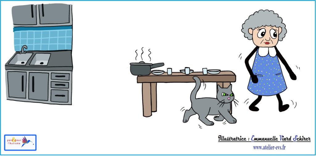 mamie et léo le char sortent de la cuisine