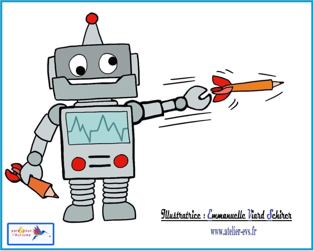 Dessin 4 le robot tire des flèches