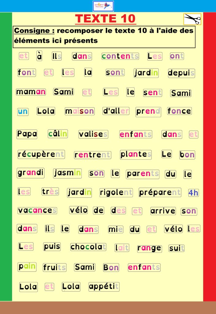 Exercice 3 Support de l'exercice texte à recomposer