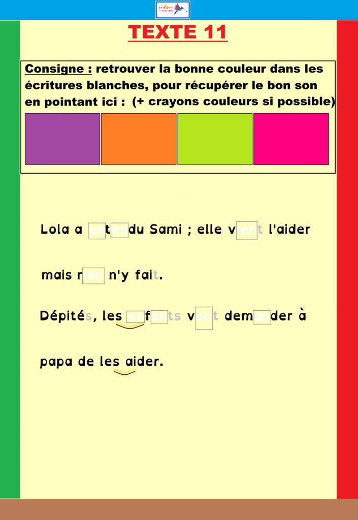 Exercice 2b Suite de l'exercice code couleur