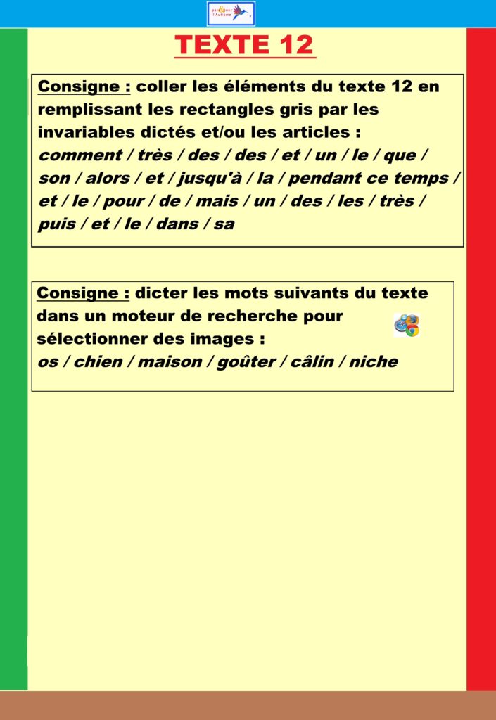 Exercice texte à coller