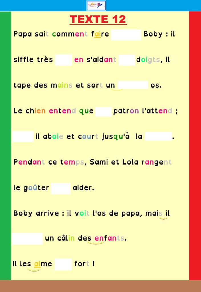 Exercice 1b Support de l'exercice dictée de mots