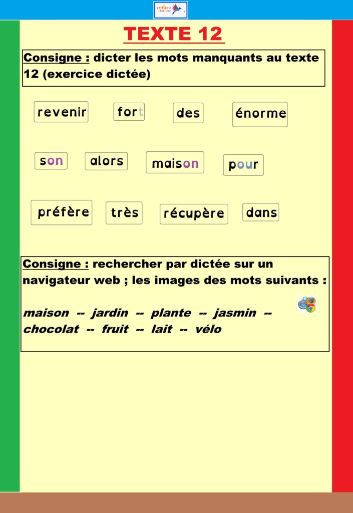 Exercice 1 Exercice dictée de mots