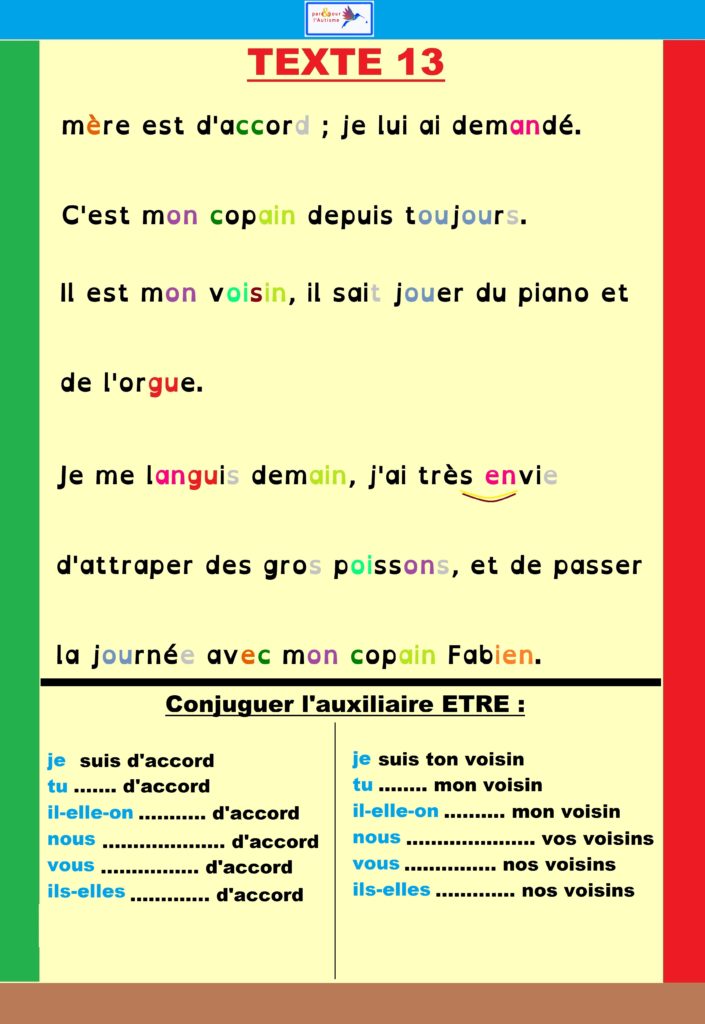 Suite de l'exercice conjugaison
