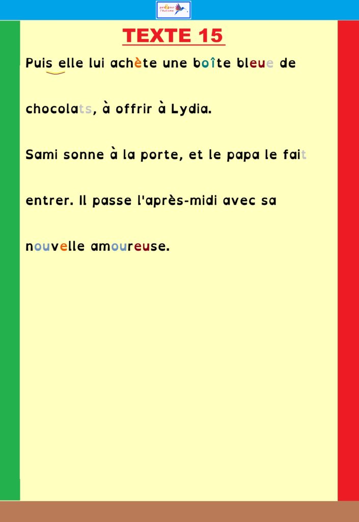 programme lecture autisme : leçon 1 texte 15 suite 2