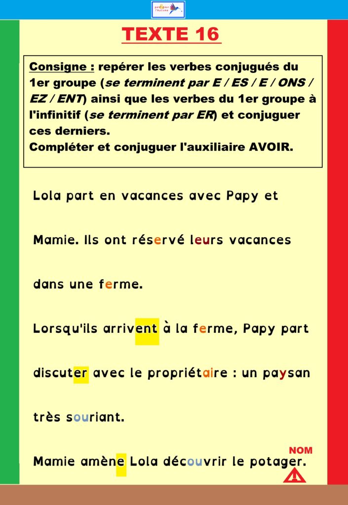 Correction 1 de l'exercice conjugaison