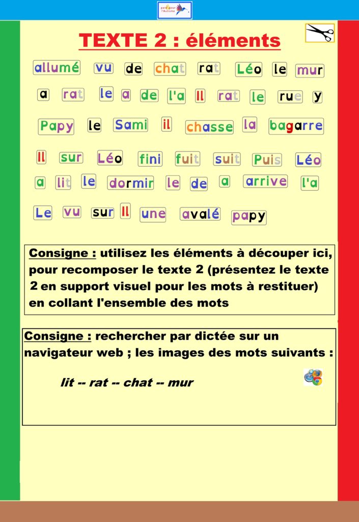 Exercice 3 éléments du texte 2 à coller