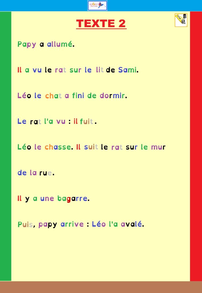 Exercice 3b programme lecture et communication Paré pour l'Autisme ®texte 2 pour étiquettes