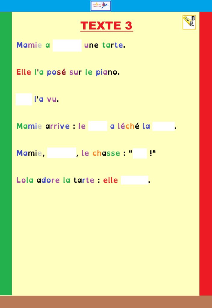 Exercice 2 texte 3 à trous