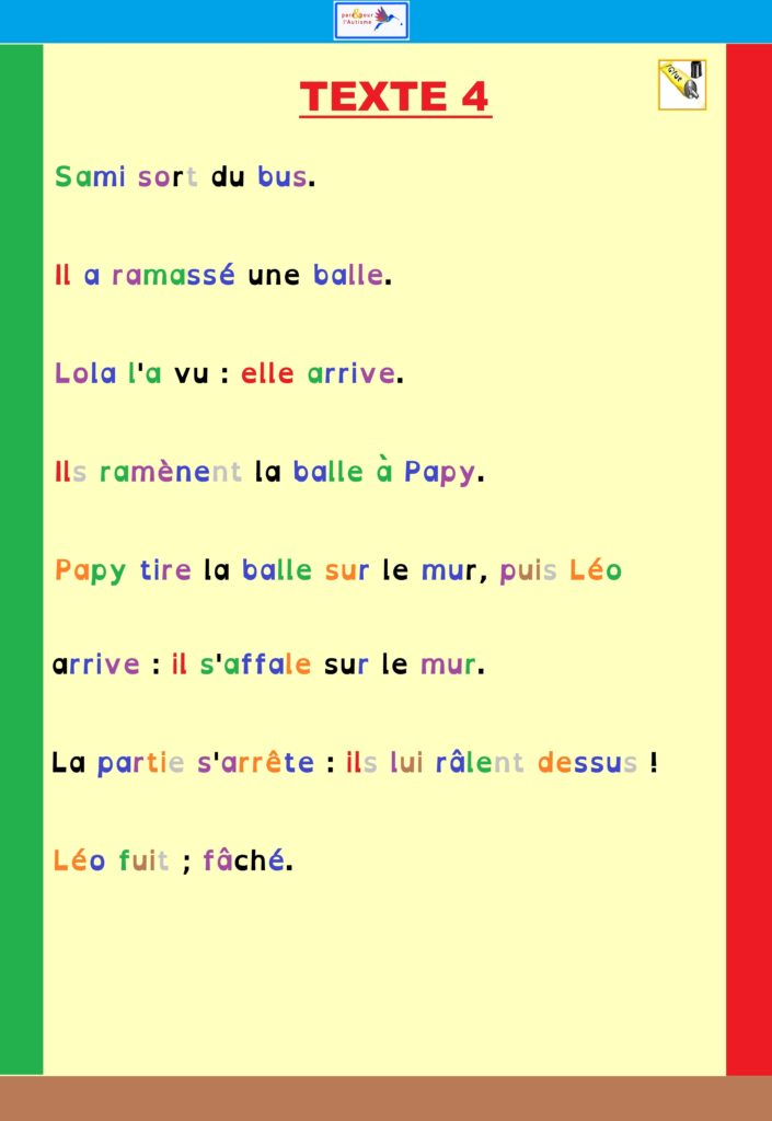 Exercice 1b support texte de l'exercice étiquettes personnages