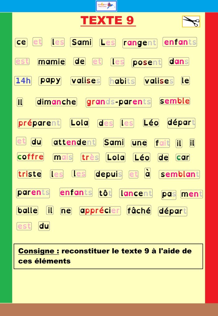 Exercice 7c Support de l'exercice recomposer texte