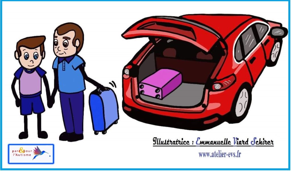 Papa récupère les valises du coffre