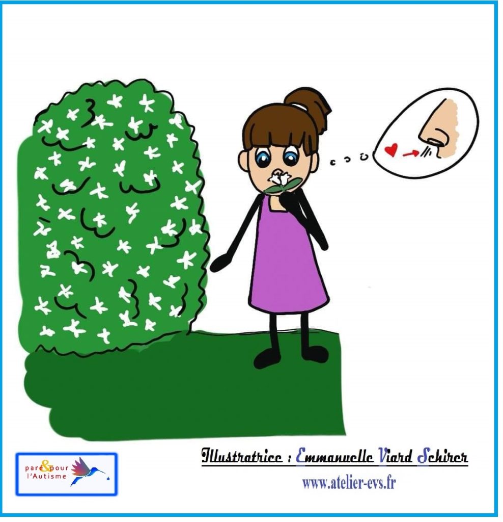 Lola sent une fleur de jasmin