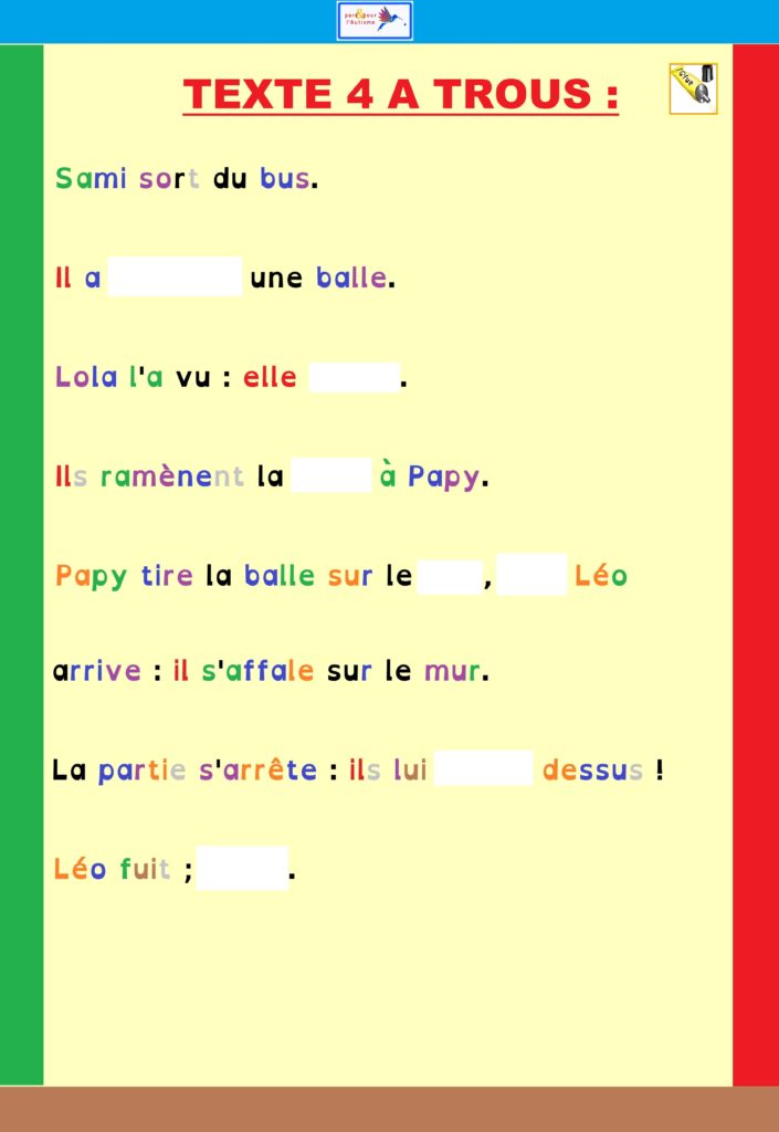 Exercice 2 texte 4 à trous