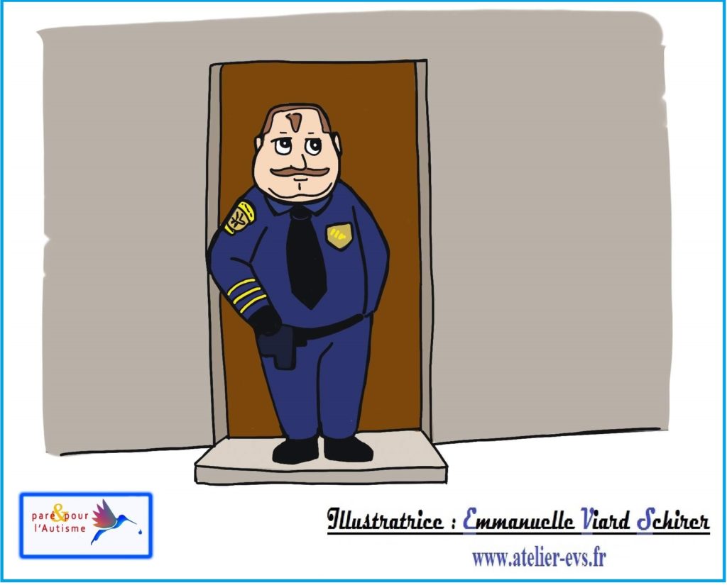 un policier surveille la maison