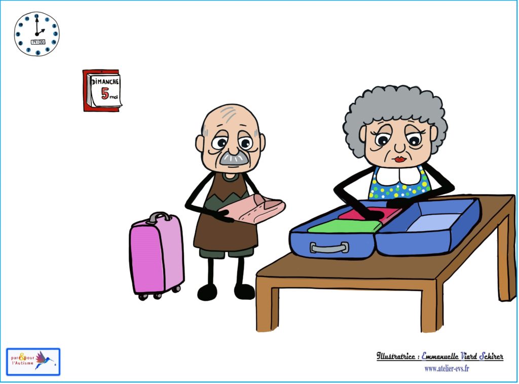 Papy et mamie préparent les valises