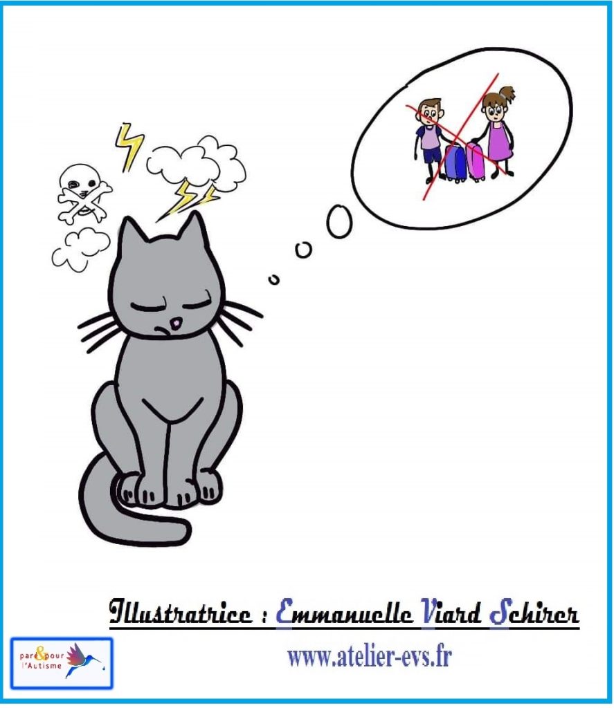 Le chat est fâché de voir partir Sami et Lola