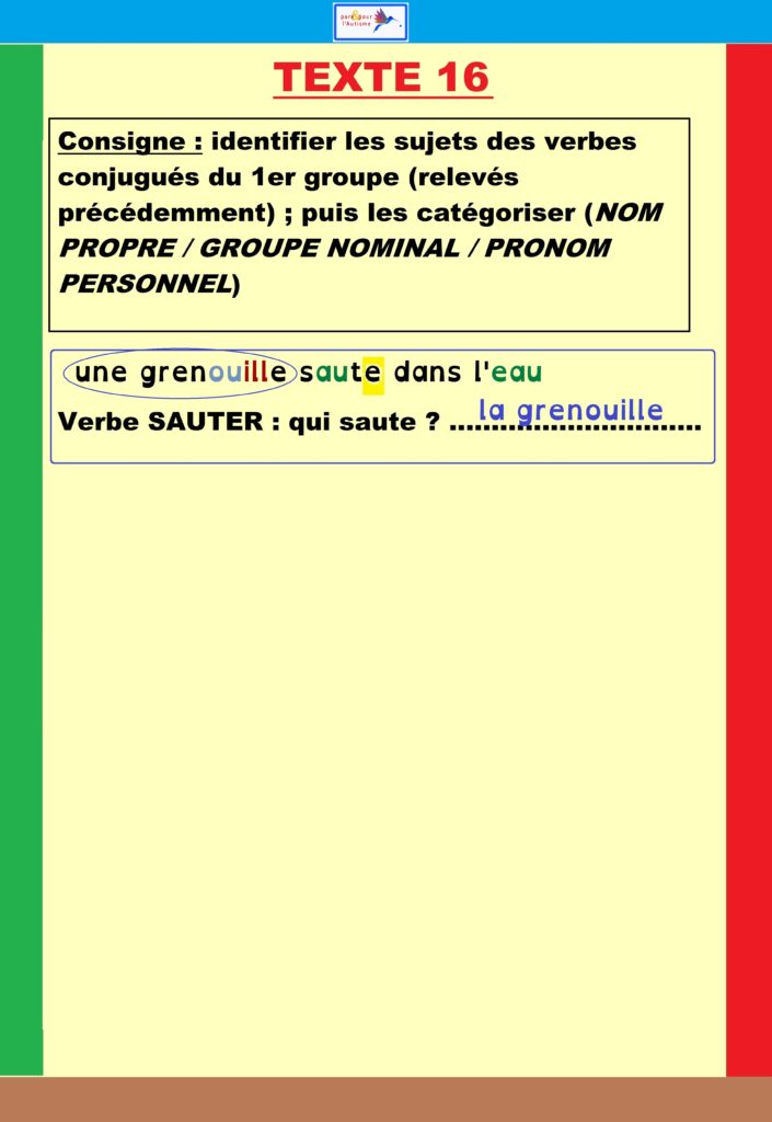 Exercice identifier les sujets : suite de la correction