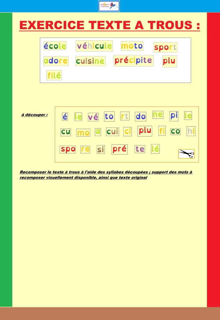 éléments du texte à trous