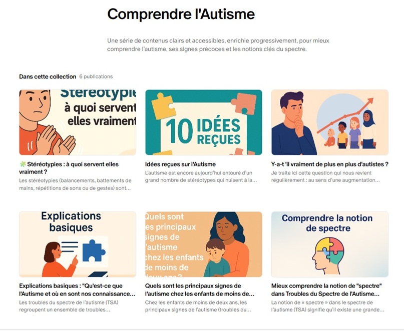 Ressources et publications pour comprendre l'autisme TSA : stéréotypies, signes précoces, idées reçues, notion de spectre et fonctionnement autistique.
